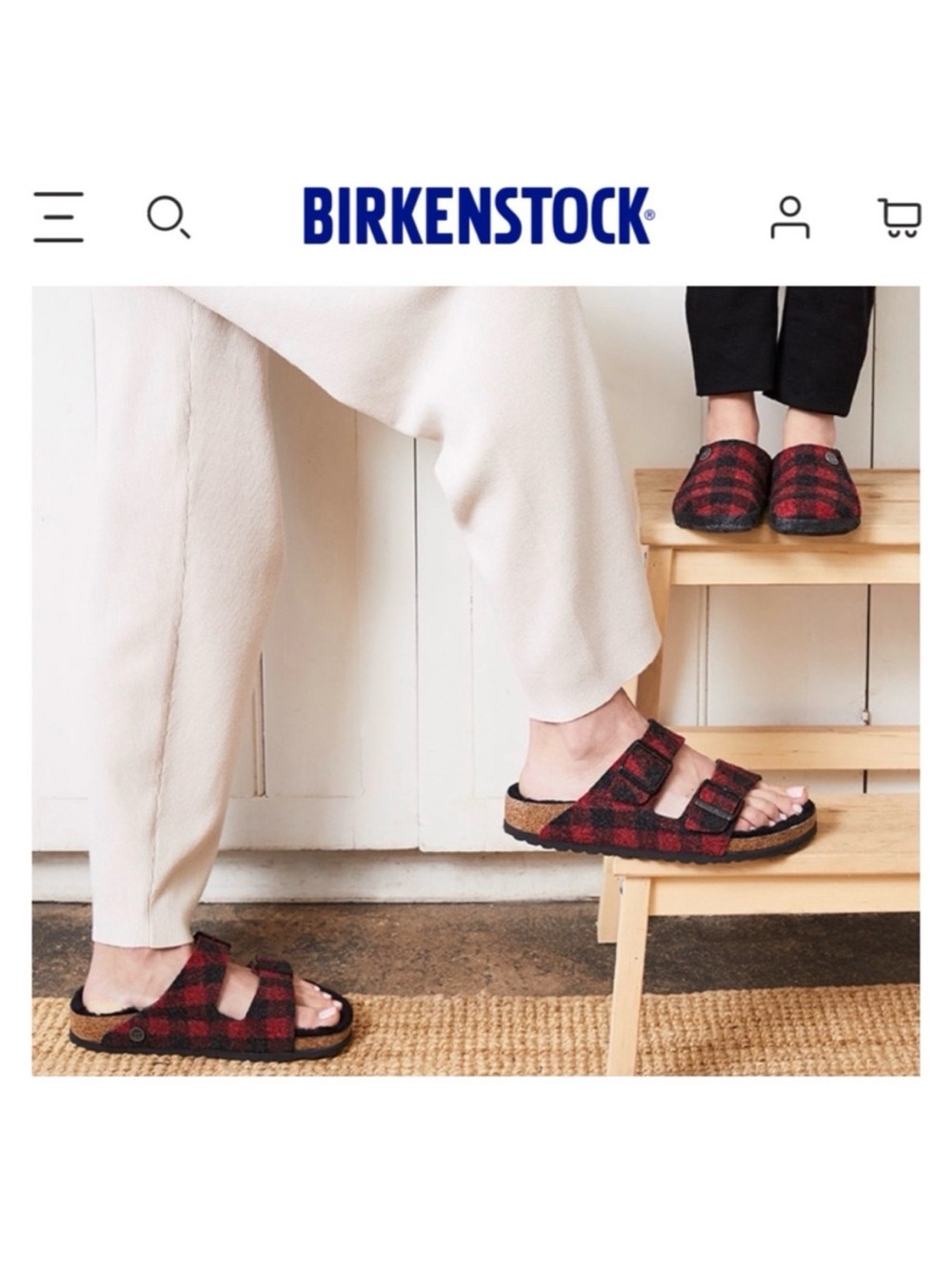 BIRKENSTOCK Sz 37 Arizona Rivet Shearling Sandals RED PLAID Wool (W6 M4)